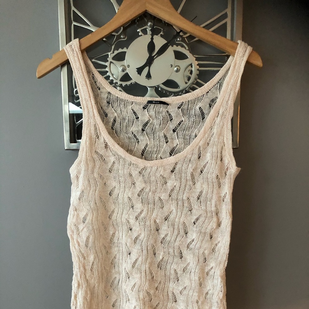 Cream and copper crochet tank top